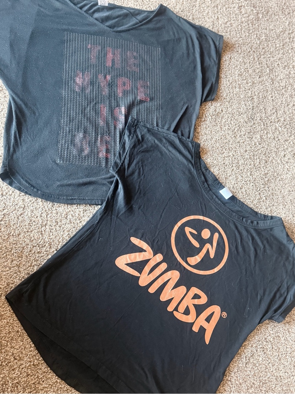 Zumba Fitness Black Top with Graphic WEAR Tag- Set of 2